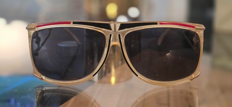 Original Vintage Cazal 866 Col. 646 Clear Gold Red Black Sunglasses 1980s/90s.