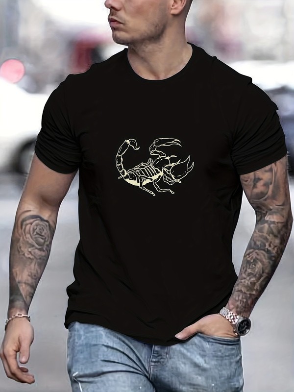 Scorpion Drawing Pattern Men's T-shirt For Summer gallery