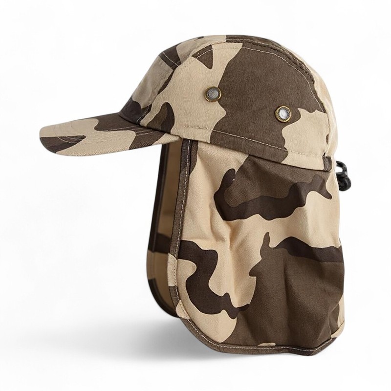 Ear Flap Sun Hat Neck Cover Baseball Cap Visor Camo Army Fishing Outdoors USA gallery