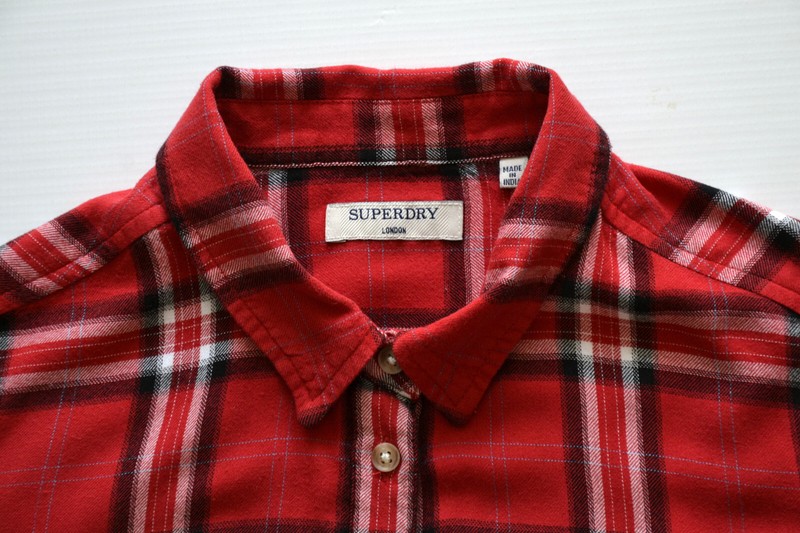 SUPERDRY women’s summer shirt ladies summer shirt size 40 12 viscose check/check