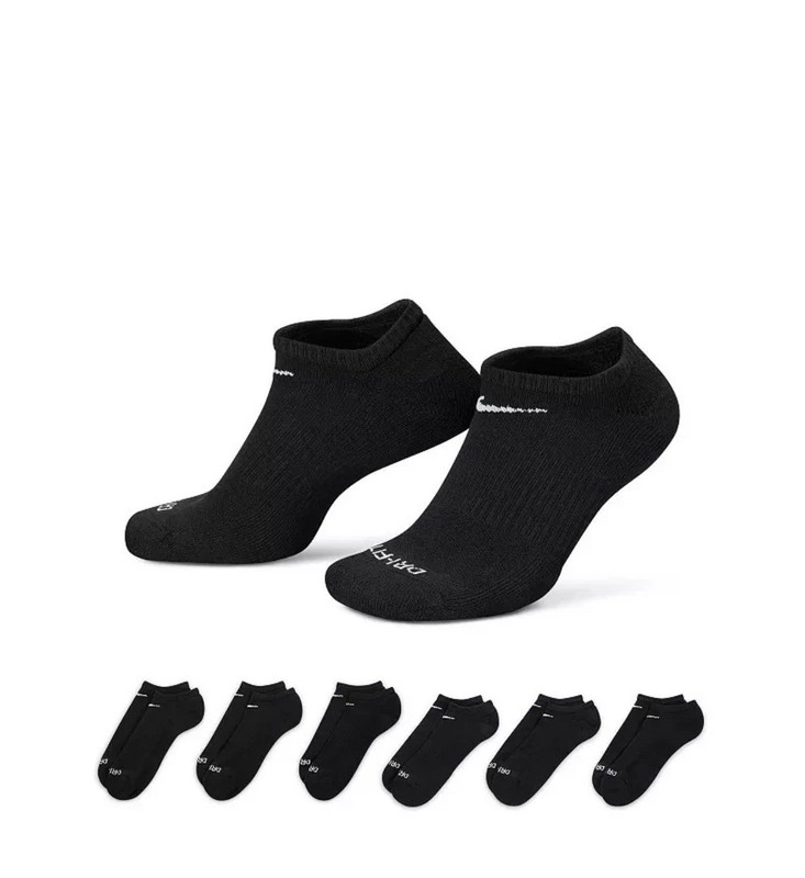 Nike Everyday Plus Cushion No Show Men's Socks - Black, 6 Pack (Large 8-12)