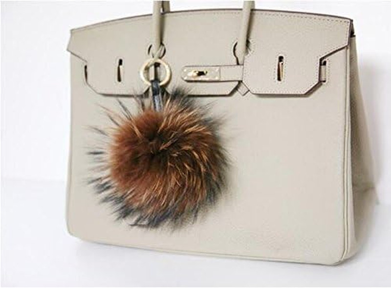 6" Large Fluffy Genuine Pom Pom Keychain Puffy Ball Car Keyring/Bag Purse Charm gallery