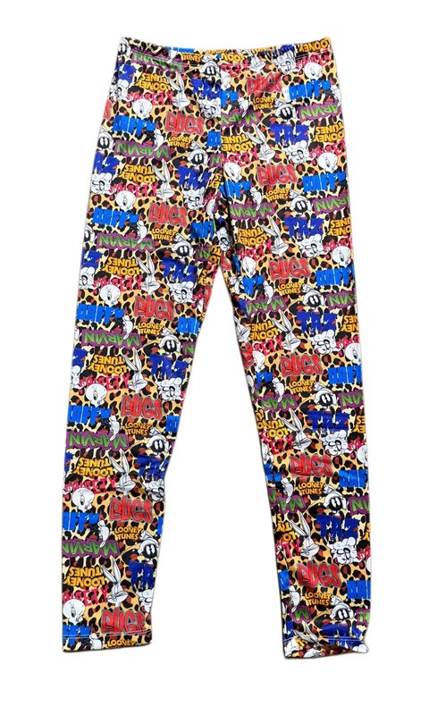 Looney Tunes Junior Womens Leopard Multi-Character All-Over Print Leggings NWT