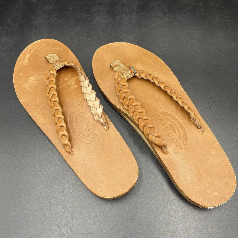 NEW Rainbow TWISTED SISTER Flip Flop Sandals Braided Leather Womens Size 5.5-6.5 gallery