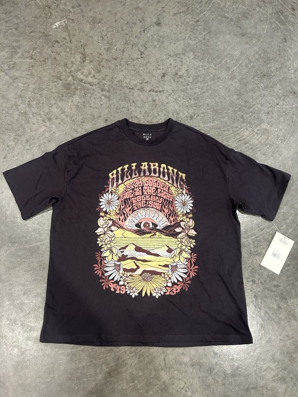 Billabong Men’s Black Graphic Logo Crew Neck Short Sleeve Cotton Knit Tee M