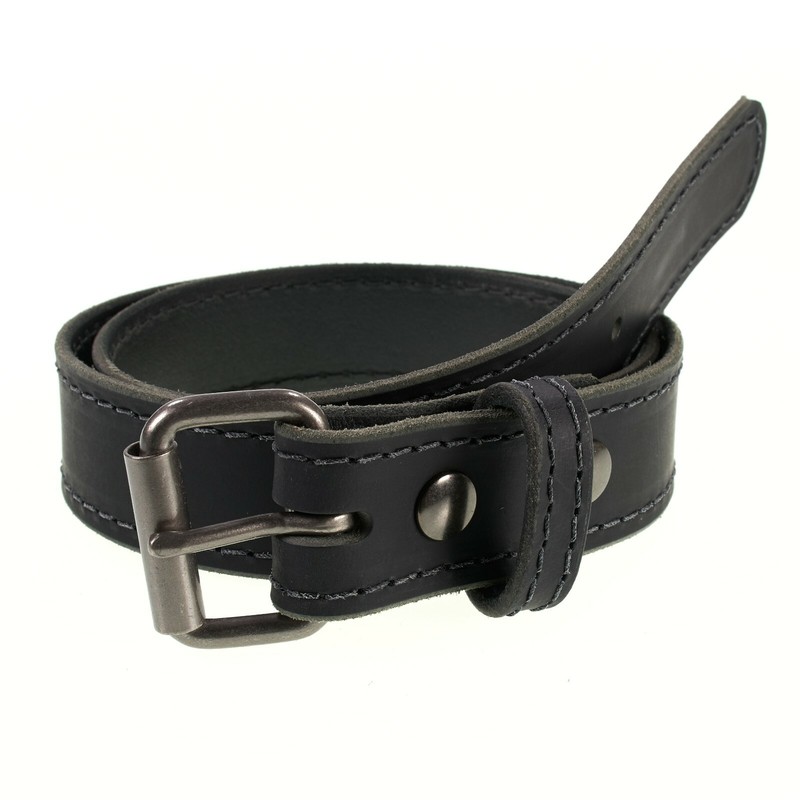 Men's Genuine Buffalo Leather Belt, 1 1/2" width, Amish Handmade, Black & Brown gallery