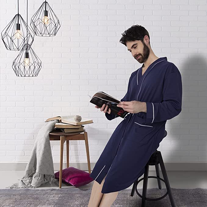 Bathrobe For Mens Knit Robe Lightweight Summer Cotton Blend Bathrobe NY Threads gallery