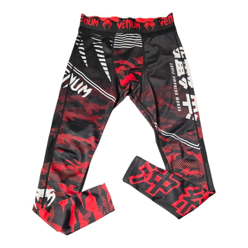 ​Venum Okinawa Fight Spats Compression Leggings Men’s Small BJJ MMA Gym Red…