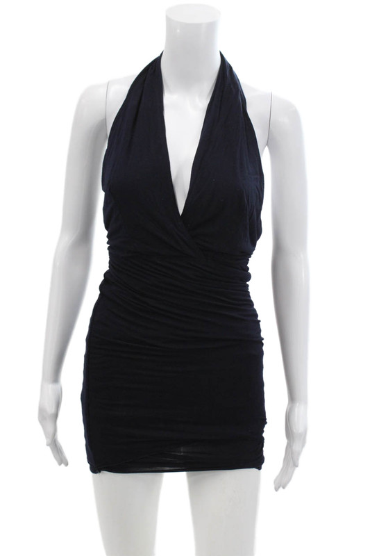 Bailey 44 Womens Ruched Mini Halter Dress Navy Size XS