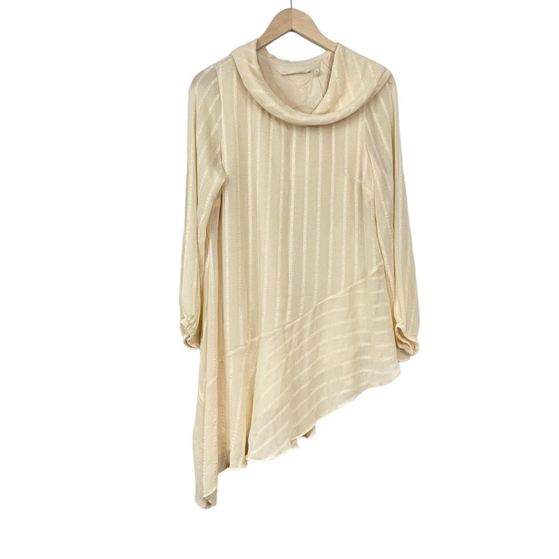 Soft Surroundings Neapolitan Blouse Neutral Cowl Neck Asymmetric Hem Medium gallery