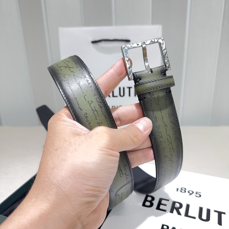 Berluti Classics Scritto Leather Belt – 3.4cm / 1.37″
