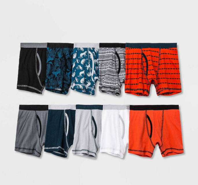 Cat & Jack Boxer Briefs Jungle Print Boys Large Multi Designs 10 Pack A3006