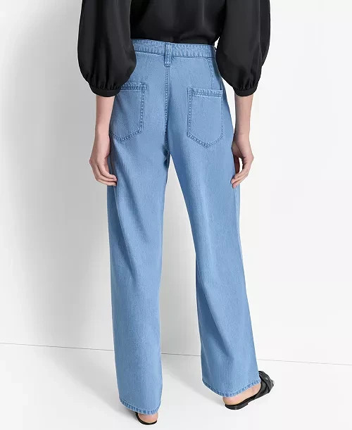 DKNY Center-Piped Wide-Leg Mid-Rise Jeans MSRP $99 Size 14 # 19B 1103 Blm gallery