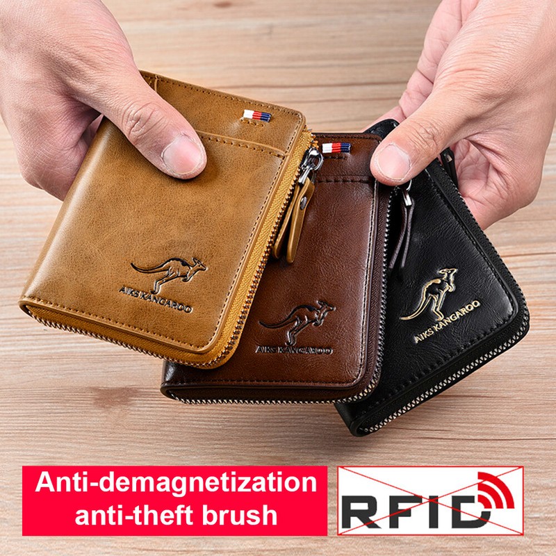 Waterproof Mens RFID Blocking Leather Wallet Credit Card ID Holder Zipper Purse gallery