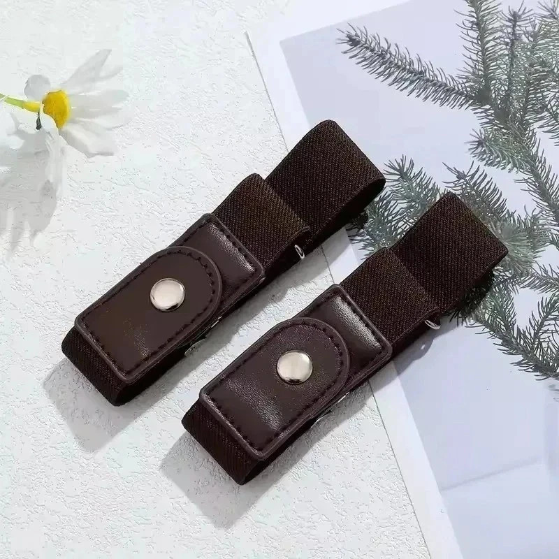 2 Pack No Buckle Elastic Belt Invisible Loop Belt for Jeans Pants gallery