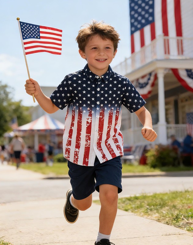 3t 4t Kids American Flag Shirts Toddler Boys USA Button Up Patriotic Shirt fo... gallery