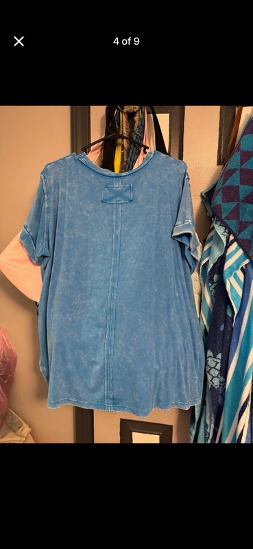 Zenana Blue Solid Knit Crew Neck Short Sleeve Pullover T-Shirt Women L/XL gallery