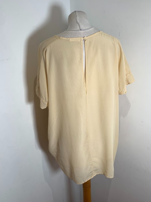 American Vintage silk blouse top M L VGC lightweight unlined classic boxy cream gallery