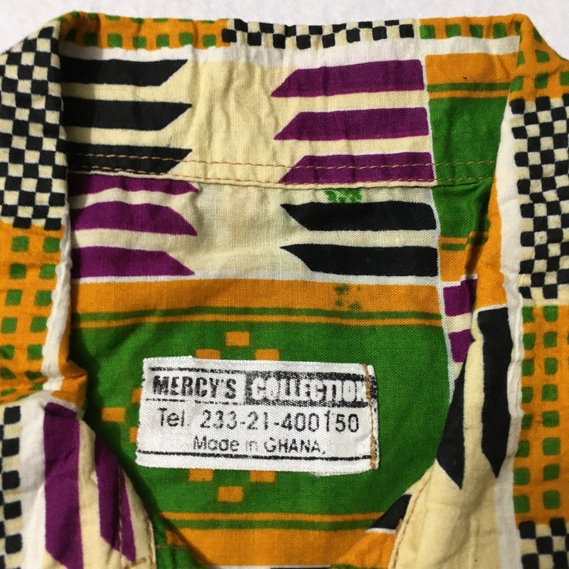 Vintage African Kente Cloth Men’s Short Sleeve Shirt GREEN MERCY'S 2XL gallery