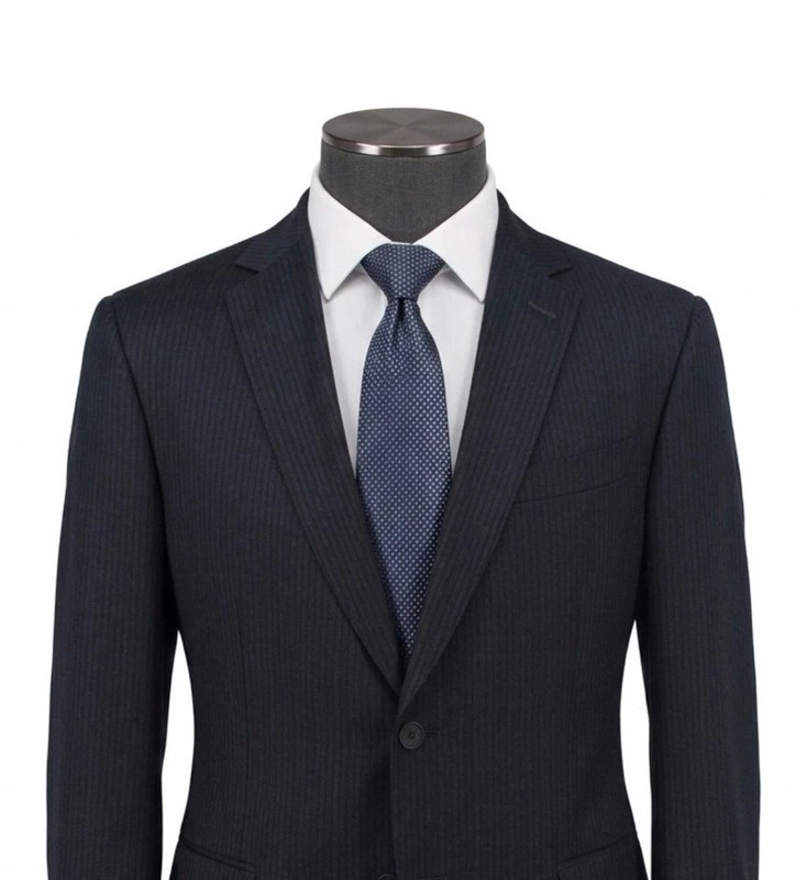 Zegna Custom Tailored Men’s Dark Navy Pinstripe Suit 38s / 40s Pant Waist 34