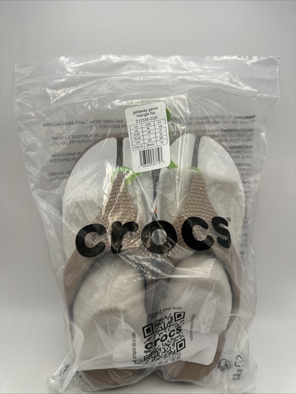 Crocs Getaway Gems Triangle Flip, Color Latte Size W9, Style 212335-2Q9
