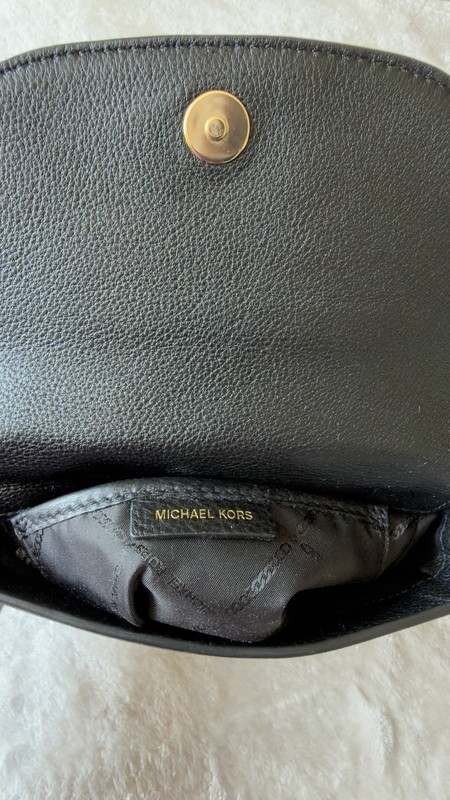 Michael Kors Small Black Pebbled Crossbody Bag Gold Hardware Magnetic Closure gallery