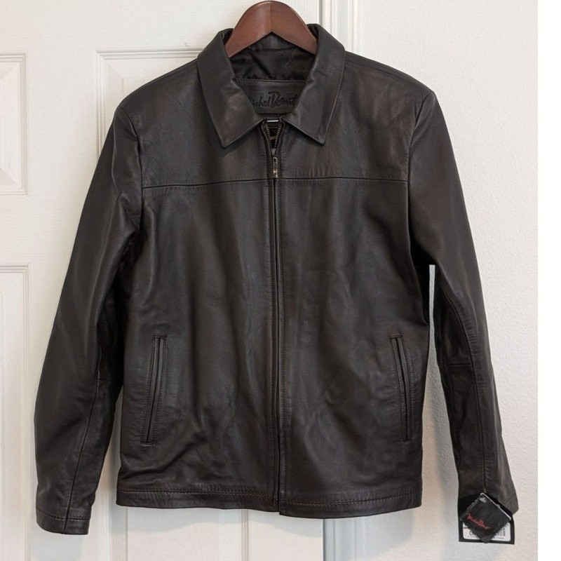 Michel Domit Lambskin Leather Jacket Brown NEW WITH TAGS — Men’s S