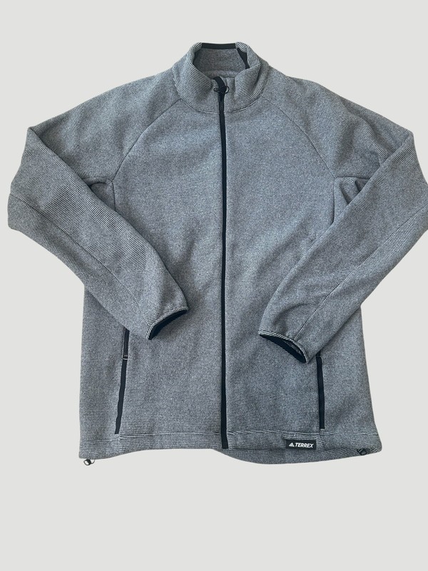 Adidas Terrex Fleece Jacket Mens Medium Gray Full Zip Mock Neck Climawarm