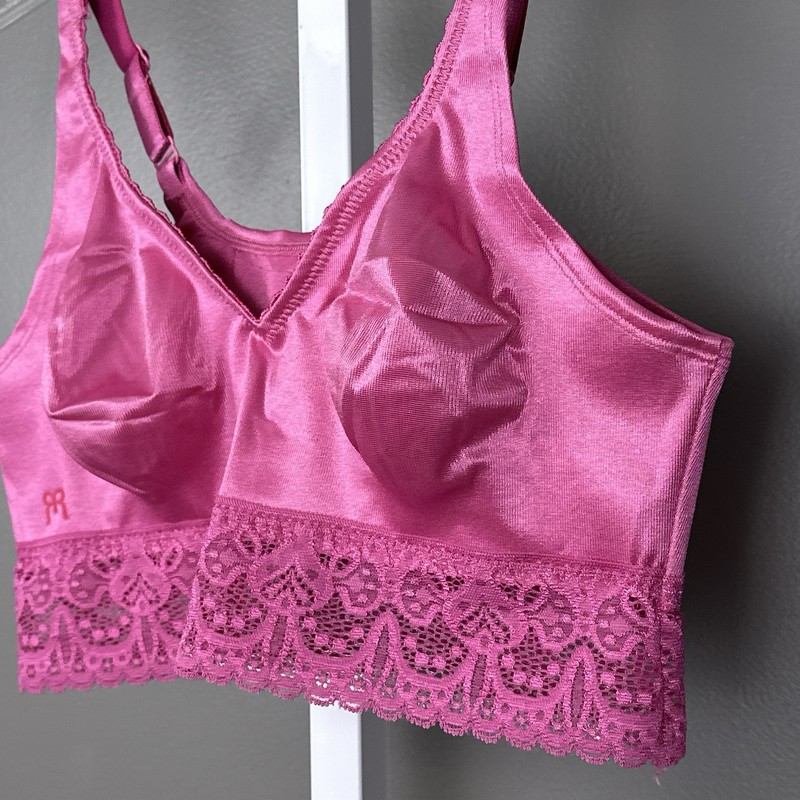 Ruby Ribbon Demiette Bra 32 Pink Satin Lace Longline Bralette NWOT Style 3033 gallery
