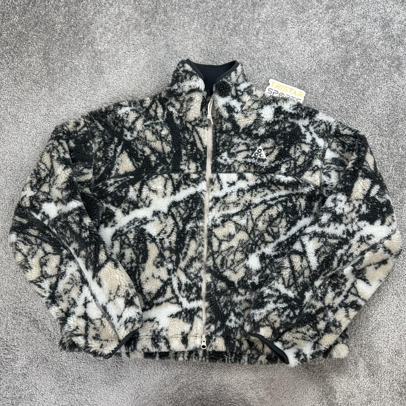 Nike ACG Canwell Glacier Jacket Womens Medium Black Beige Fleece Therma-Fit ADV