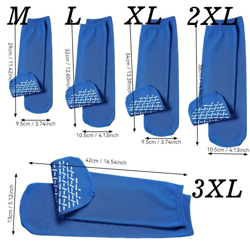 Non Slip Safety Socks Double Sided Tread Hospital Grip Slippers Soft LARGE 6 PK
