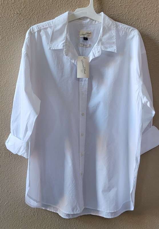 Universal Threads Blouse, Oversize Fit, Long Sleeve Size XL White 100% Cotton gallery