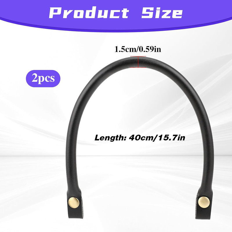 Leather Purse Handles Replacement, 2 PCS Black PU Leather Purse Straps with Meta gallery