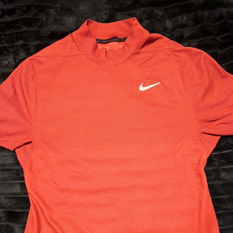 Nike Dri-FIT Tiger Woods Mock Neck Moisture Wicking Golf Shirt S RED