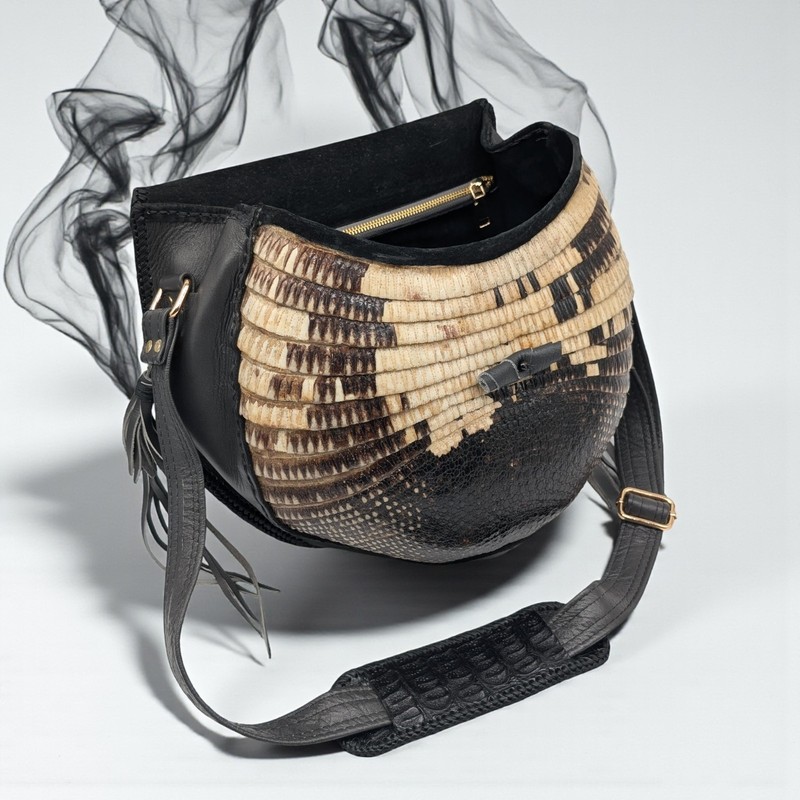 NEW Sobek Armadillo Alligator Shell Leather Bag, Bohemian Style, Western Bag gallery