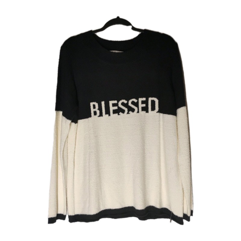 NWOT Peace Love World Womens MEDIUM Soft BLESSED Sweater Minor Flaw
