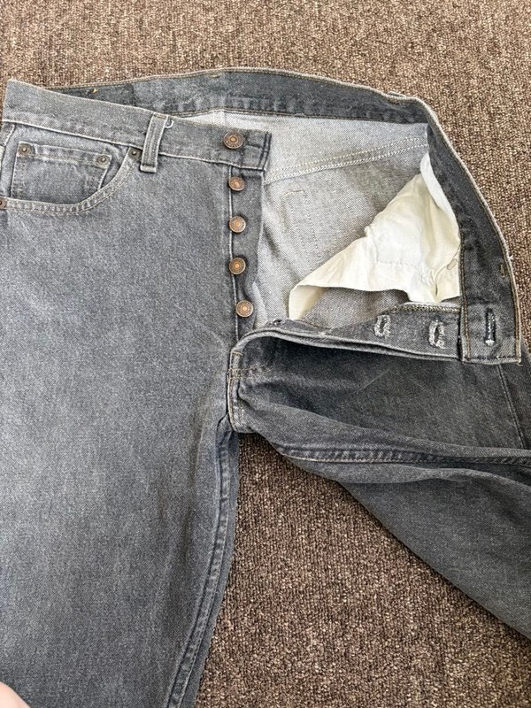 RARE Vintage 1992 Levi's 501-0658 Yarn-Dyed Gray Jeans Made in USA W30 L34 552 gallery