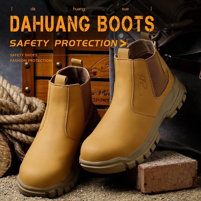 Waterproof Work Boots for Men Slip-on Steel Toe Shoes Safety footwear Anti-slip gallery