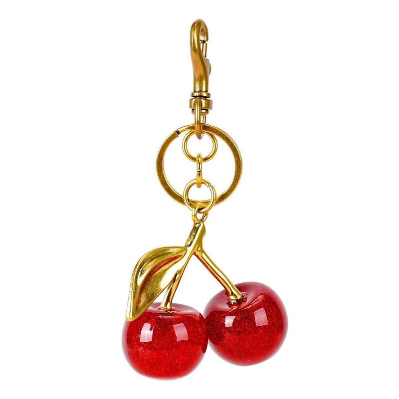 Cherry Bag Charm Keychain Glitter Epoxy Resin and Metal Handbag Accessoriesed
