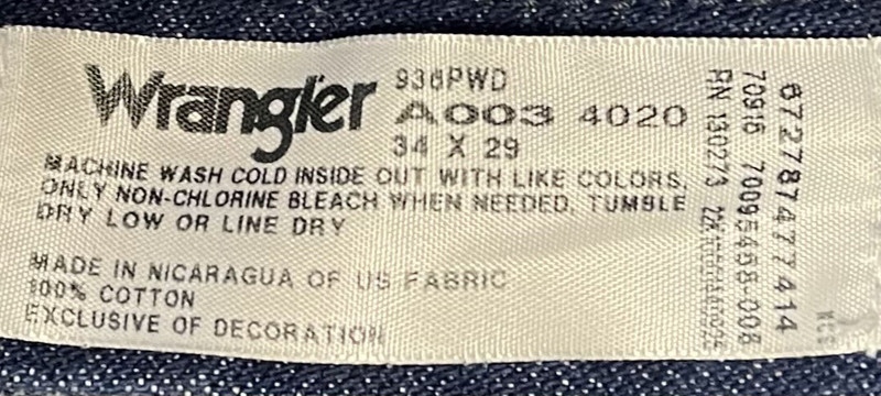 Vtg Wrangler 936 Slim Fit Cowboy Cut A003 Prewashed Indigo Jeans 34 X 27 READ gallery