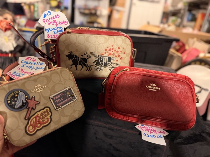 Coach Signature Disney Cinderella Small Crossbody Zip Bag Beige Red Gold Strap gallery