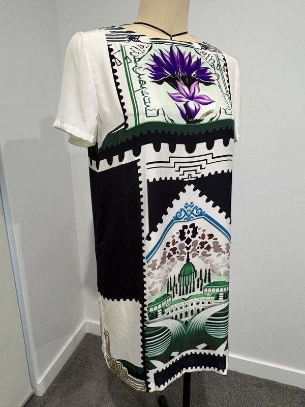 Mary Katrantzou SS13 Lella Stamp Flower Print Shift Dress Multi – Size 14 BNWT