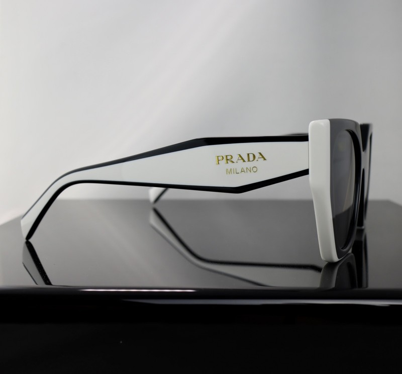 Prada PR15WS Black and White/ Gray Lens Square Sunglasses 100% UV gallery