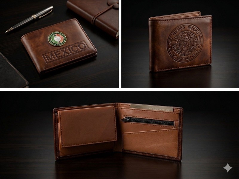 Handcrafted Mexican Wallet Aztec. Imported. Genuine Leather