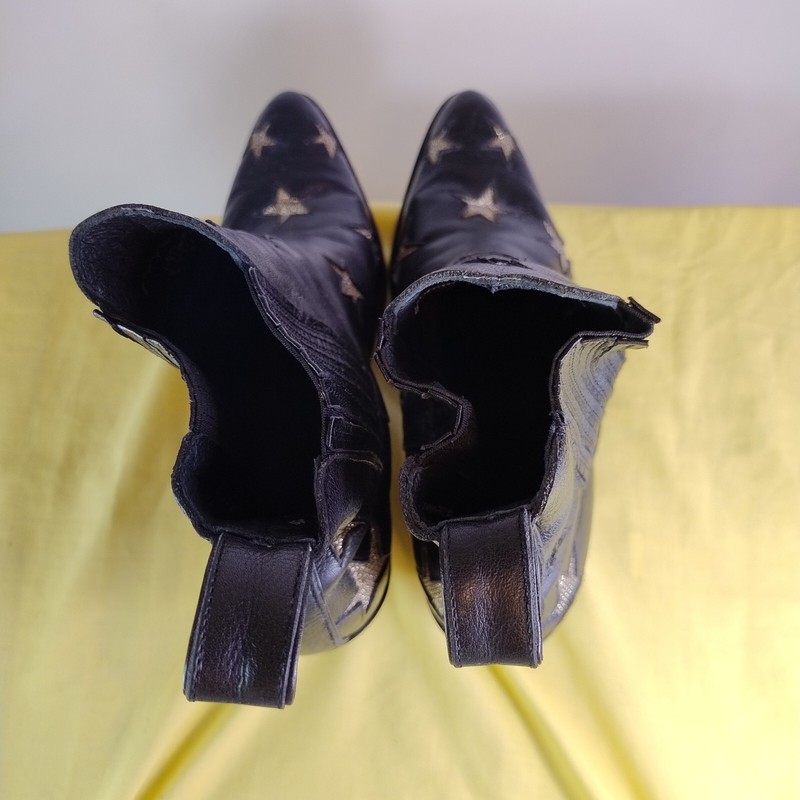 Official Mexicana Chelsea Boots Heeled Black Gold Stars SIZE 43 gallery