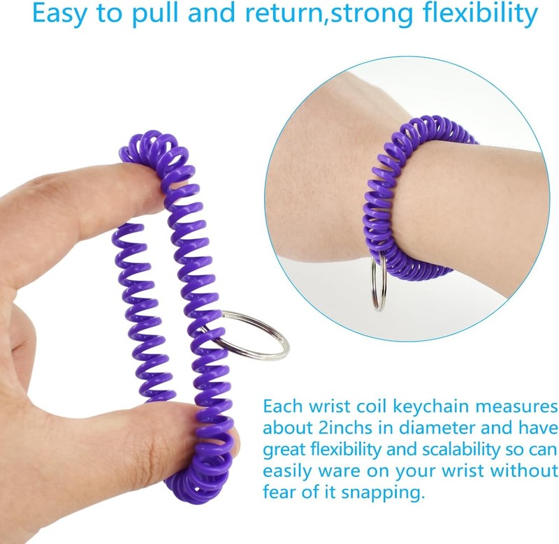 1pc Random Wristlet Keychain Stretchable Plastic Spiral Coil Bracelet Wrist gallery