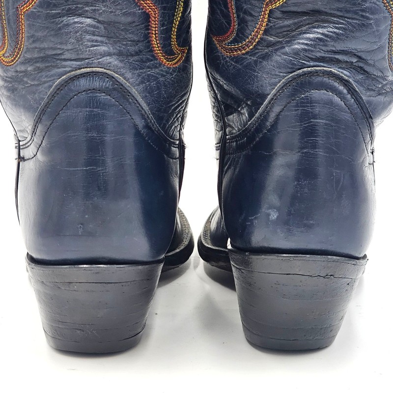 Vintage 1970s CUTTER BILL Cowgirl Boots 6B Navy Rainbow Butterfly Cowboy CBC gallery
