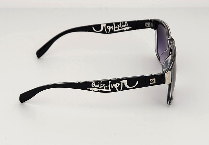 Quicksilver Sports Square Sunglasses Black Clear Logo Frame Smoke Fade Lens NEW gallery