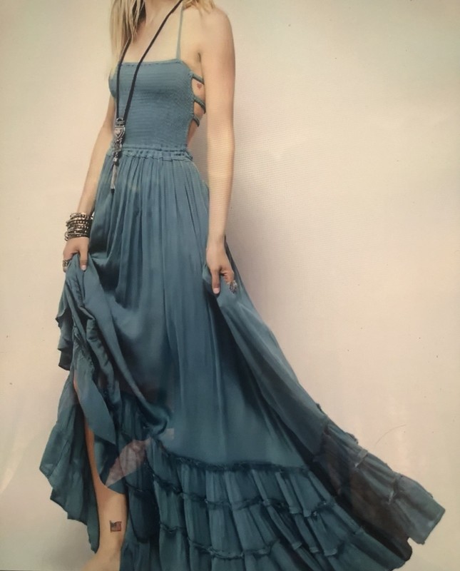 Smocked Backless Maxi Dress Ruffle Tiered Anthropologie free people manufacture