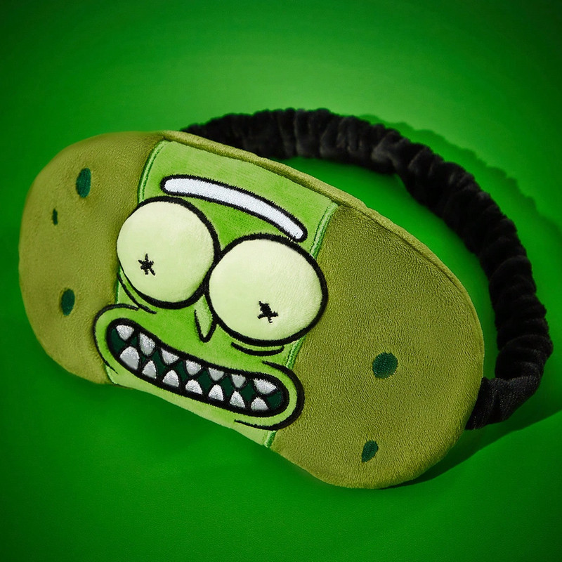 RICK and MORTY PICKLE RICK 3-D Green Embroidery Detail Plush Eye Sleep Mask